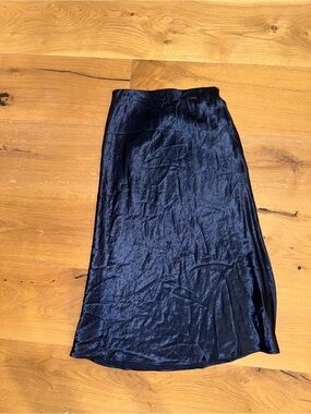 Babaton Deep Navy Satin Maxi Skirt
